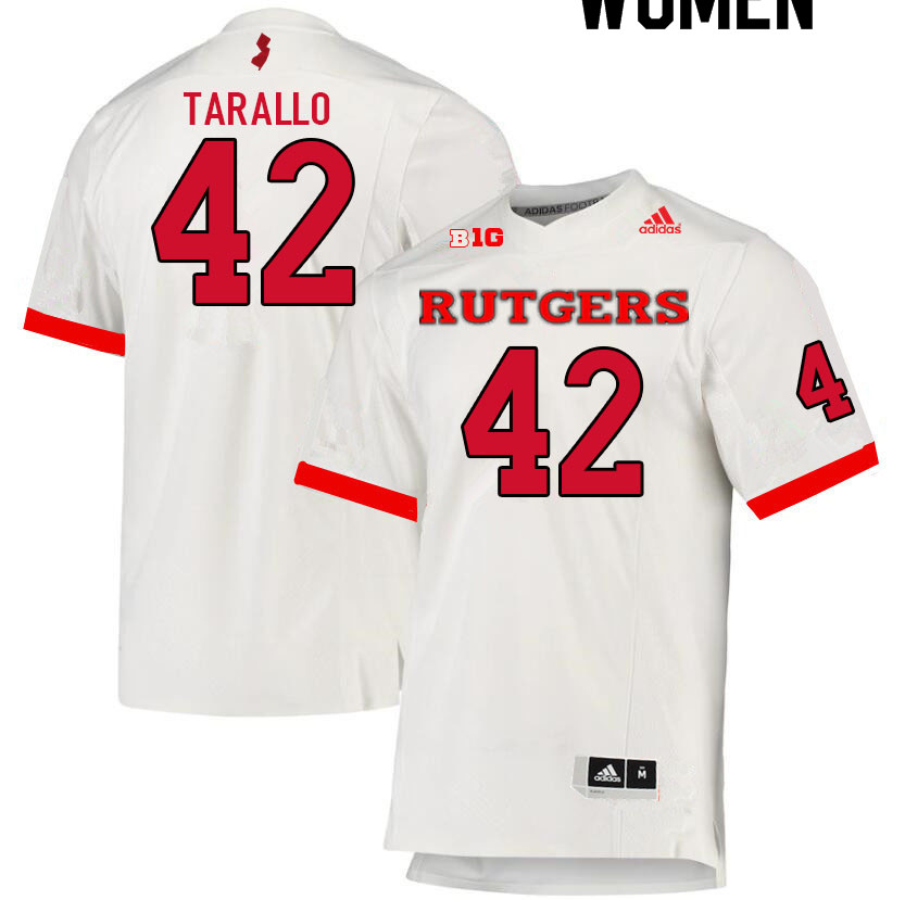 Women #42 David Tarallo Rutgers Scarlet Knights College Football Jerseys Sale-White - Click Image to Close